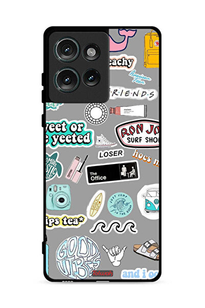 Tolwak غطاء حماية لهاتف موتورولا إيدج 50 بملصقات Good Vibes