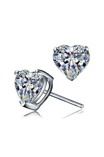 Choice6 E1125 Huitan Delicate Heart Cubic Zirconia Stud Earrings Multi Colors...
