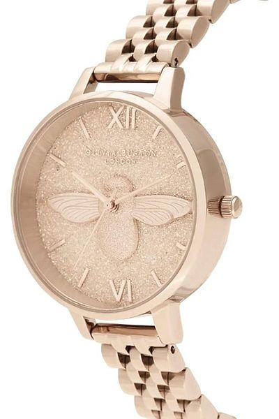 Olivia Burton Analogue Quartz Watch For Women With Rose Gold Colored Stainless Steel Bracelet