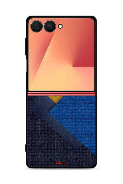 Tolwak غطاء حماية لهاتف Samsung Galaxy Z Flip7 بنقشة مثلثات جلدية