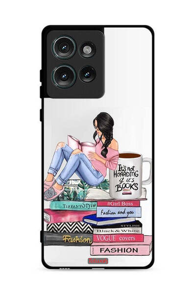 Tolwak غطاء حماية لهاتف موتورولا إيدج 50 - فتاة وكتب أزياء فنية