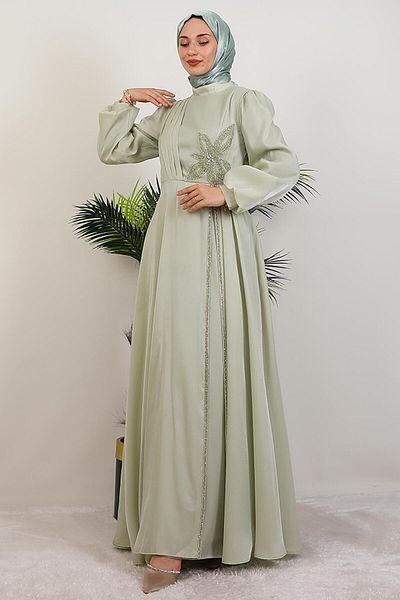 GİYZAMİLA Stoned Clover Dress Light Mint