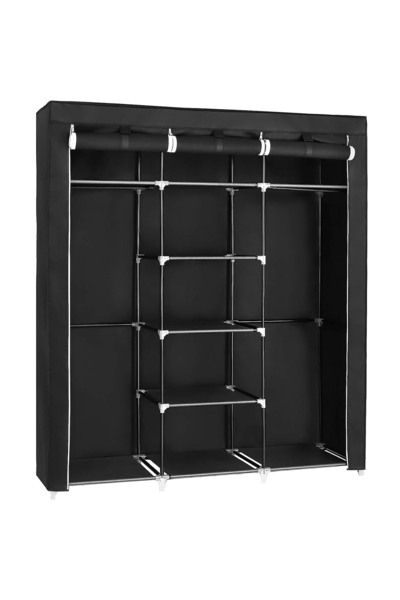 SONGMICS Fabric Wardrobe with 2 Hanger Rails, 45x150x175cm, Black