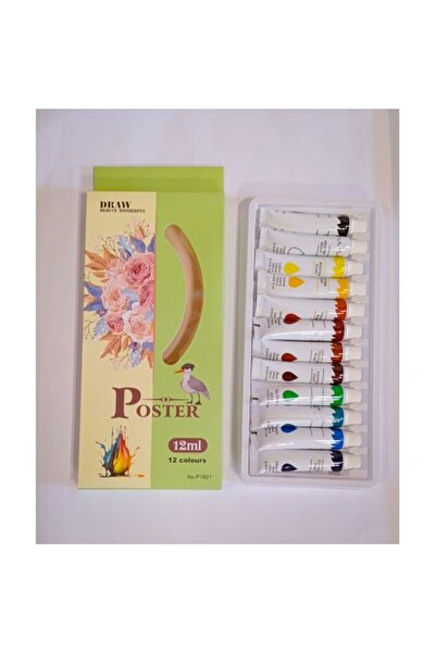 Toybox Poster Color Paint Set Tubes 9 ml, 12 Colors