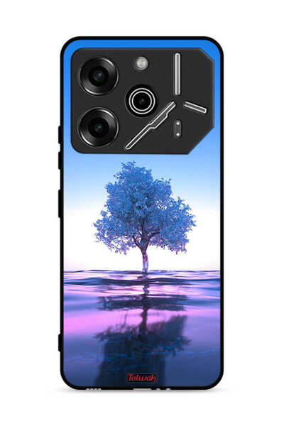 Tolwak غطاء حماية لهاتف تكنو بوفا 6 برو 5G، شجرة نيون، انعكاس مائي، فن رقمي