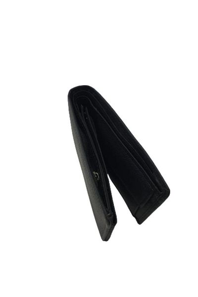 Leather Men's wallet made of genuine leather, simple, Collection business, black, 10x13cm