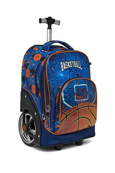 R&B Navy Blue Boys Trolley Bag W Pencil Pouch