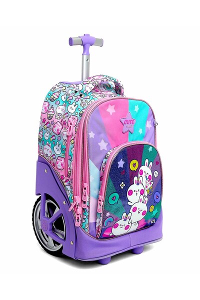 R&B Lavender Girls Trolley Bag W Pencil Pouch