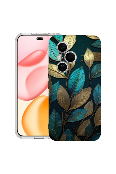 bestcase Carcasă transparentă din silicon pentru Honor 400 Pro, pene aurii, 2...