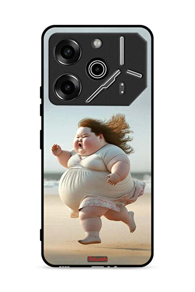 Tolwak غطاء حماية لهاتف تكنو بوفا 6 برو 5G، صورة فتاة سمينة تركض