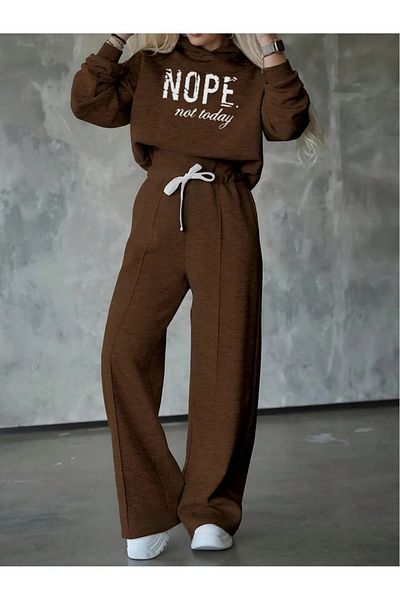 aynewmoda Women's Kit, Hoodie, Long Pants, Printed Letters