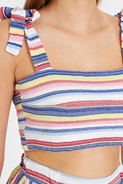 armonika Women's Dark Navy Blue Bustier Skirt Double Set Arm-25Y001092