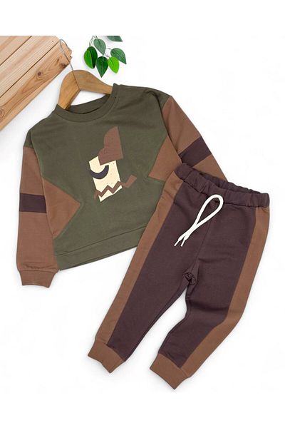 Egelite Boy's 2 Thread Unsharded, Seasonal 2-3-4-5-6 Years Old Printed Bottom Top Tracksuit Set