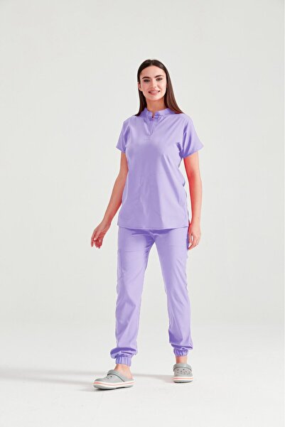 DEMOTEKS Bluza Medicala Lila Unisex Activity – Scrub Top Uniforma Asistenta si Doctor