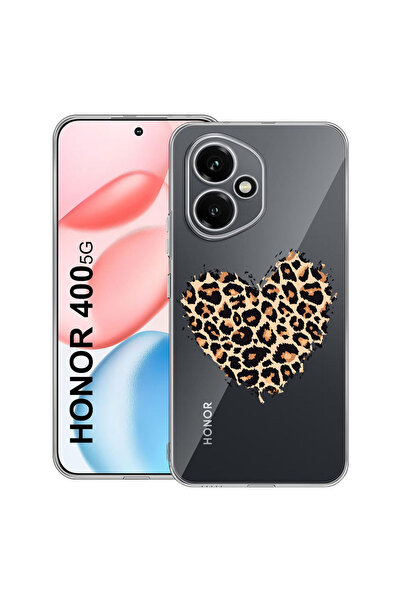 bestcase Carcasă transparentă din silicon pentru Honor 400, inimă de leopard,...