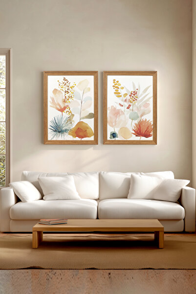 Ahsen resim çerçeve Σετ 2 Πίνακες με Κορνίζα - Διακόσμηση Τοίχου Αφηρημένοι Π...