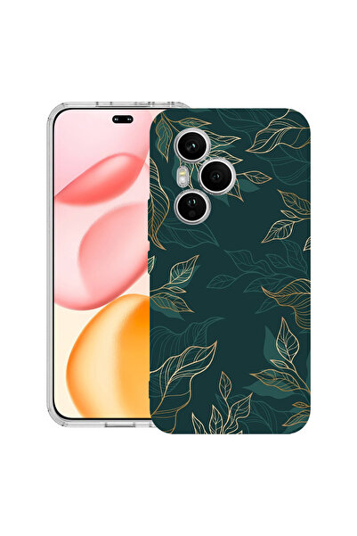 bestcase Carcasă transparentă din silicon pentru Honor 400 Pro, pene verzi, 2...