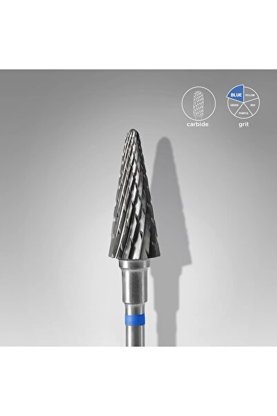 STALEKS Sert Alaşım Koni Freze, Mavi, Çap 6 mm / Çalışma Kısmı 14 mm