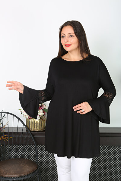 XL Modam γυναικείο ισπανικό μανίκι λύκρα μαύρο τουνίκ