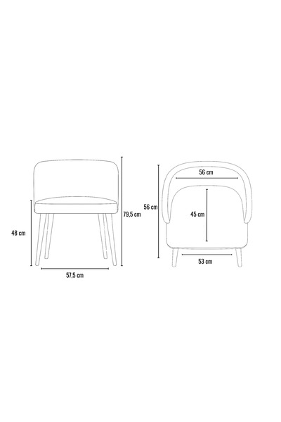 Atolye Casa Zen Sandalye Ceviz Ayak Sütlü Kahve Kumaş 2 Adet
