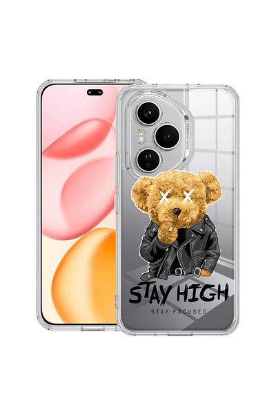 bestcase Carcasă transparentă din silicon pentru Honor 400 Pro, Ursuleț de pluș Stay High, 2036424 T 1824