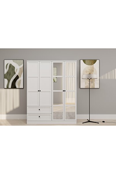 Vivense SWORD GARDIROP, 4 KAPAKLI, 2 ÇEKMECELİ, 140X50X210 CM