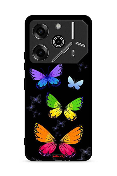 Tolwak غطاء حماية لهاتف تكنو بوفا 6 برو 5G بنقشة فراشات ملونة