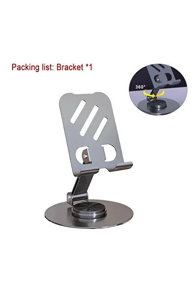 plusmedikal High Quality Metal 360 Rotatable Adjustable Phone and Tablet Holder Desk Top Stand Black