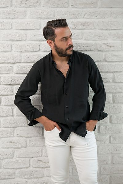 alenmeza Regular Fit Collar Buttoned Summer Modal Fabric Men's Shirt