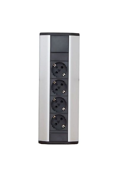 Mercaton Electrical Distributor, Corner Mounting, 4 Sockets with Child Protection, 250 V, 16 A, Silver