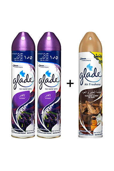 Glade معطر جو بخاخ برائحة اللافندر والعود العنبر، 300 مل × 3