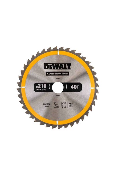 Dewalt - CONSTRUCȚIE lamă de ferăstrău circular 216x30mm, 40 dinți [DT1953-QZ]