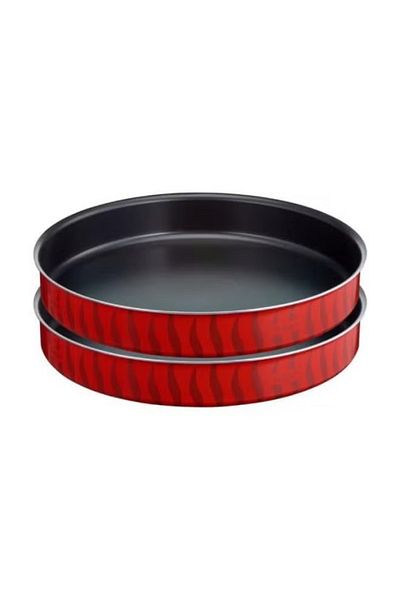 TEFAL 2-Piece Non-Stick Les Specialistes Round Kebbeh Oven Dishes Set – Red/Black 34 & 38 cm
