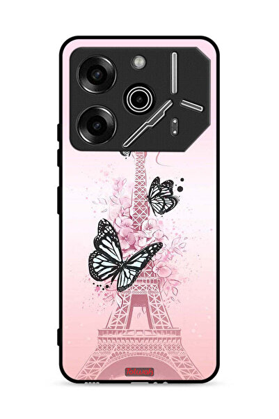 Tolwak غطاء حماية لهاتف تكنو بوفا 6 برو 5G، فراشات على برج إيفل