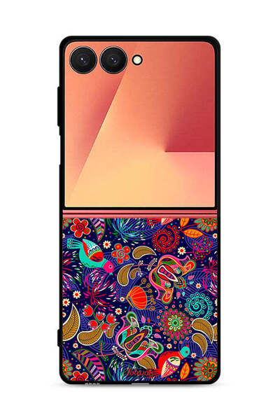 Tolwak غطاء حماية لهاتف Samsung Galaxy Z Flip7 بنقشة طيور وأوراق وأزهار ملونة