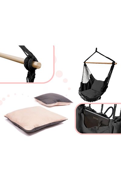 OEM Brazilian hammock chair, Cushions included, Black