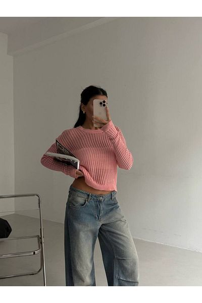 D'RECCY Women's Stylish Long Sleeve Transparent Bluz