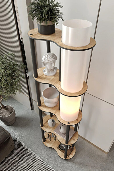 RAVILO Sperenza Dekoratif Raflı Lambader Meşe