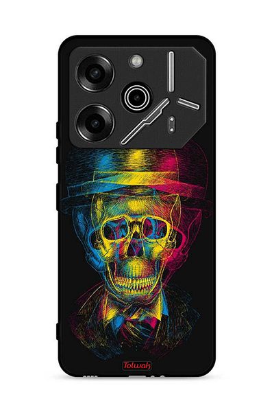 Tolwak Tecno Pova 6 Pro 5G Protective Case Cover Skull Colorful Hat Fantasy Art