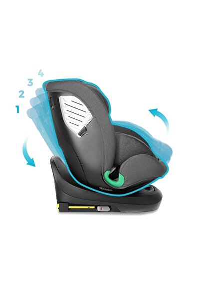 Kidnort Scaun auto pentru copii, Kidnort, cu isofix, rotativ 360, i-Size R129, cu picior stabilizator si tet