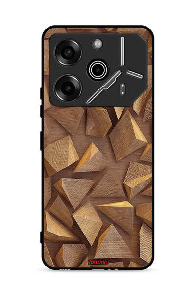 Tolwak غطاء حماية لهاتف تكنو بوفا 6 برو 5G، قطع خشبية فنية