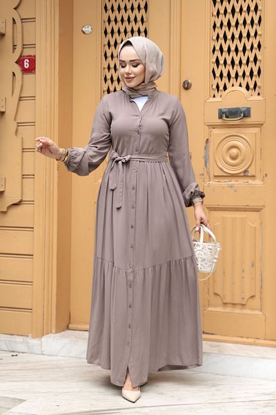 N.S NEVA STYLE Rochie Hijab Mink cu nasturi 239202V
