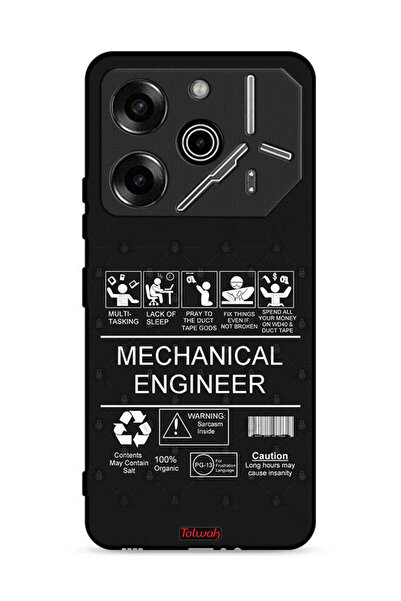 Tolwak غطاء حماية لهاتف Tecno Pova 6 Pro 5G، ملصق مهندس ميكانيكي