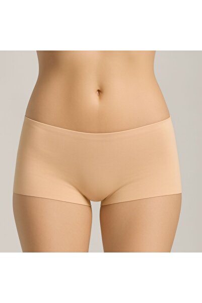 MAVİ QUMSAL Şort Dikişsiz Lazer Kesim – Yüksek Bel Lastikli Beyaz Rahat Kadın İç Giyim 3’lü Set Ten Rengi