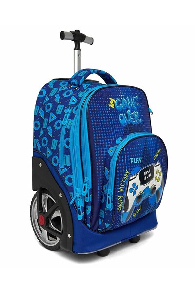 R&B Blue Boys Trolley Bag W Pencil Pouch