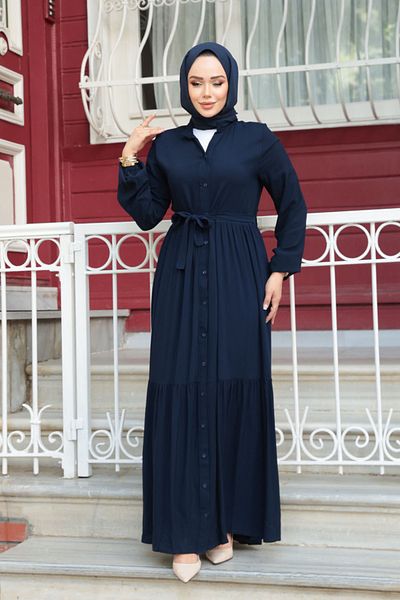 N.S NEVA STYLE Rochie Hijab bleumarin cu nasturi 239202L