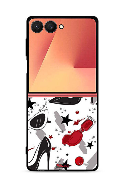 Tolwak غطاء حماية لهاتف سامسونج جالاكسي زد فليب 7 برسومات أحمر الشفاه والأحذية