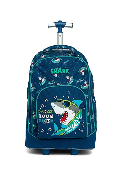 R&B Navy Blue Boys Trolley Bag W Pencil Pouch