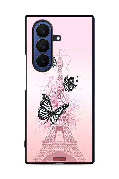 Tolwak غطاء حماية لهاتف سامسونج جالاكسي زد فولد 7 بنقشة فراشات على برج إيفل