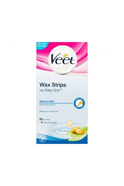 Veet Sensitive Skin Ready Wax Strips with Easy Grip, 20 Strips